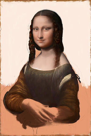 Reconstrucción de la Mona Lisa en sus fases intermedias Reconstrucción de la Mona Lisa en sus fases intermedias