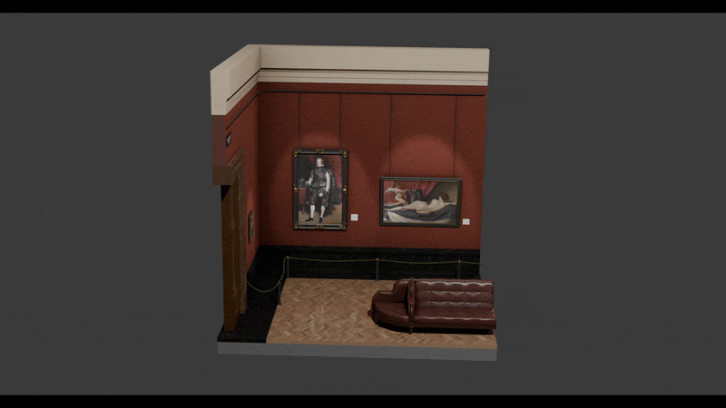 Gif del diorama 3D de la National Gallery de Londres.